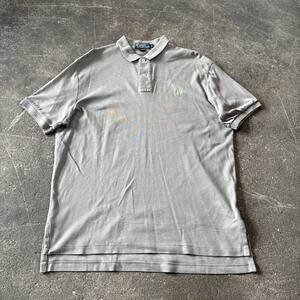 Vintage Ralph Lauren Polo Shirt Mens L Gray Small Pony Y2K Preppy Minimalist